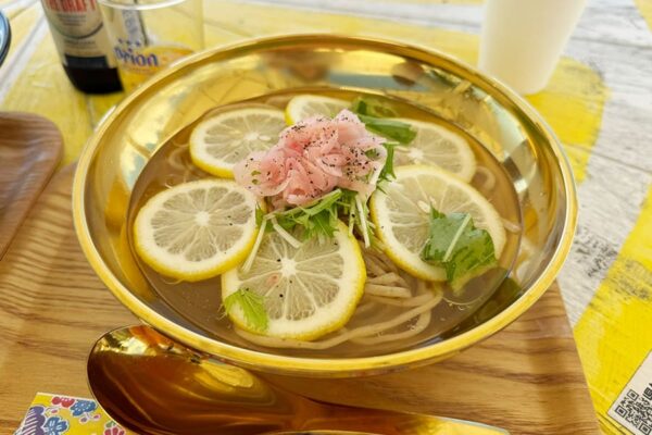 豊見城市 瀬長島ウミカジテラス 沖縄そば 進化系 花はな商店 レモンそば