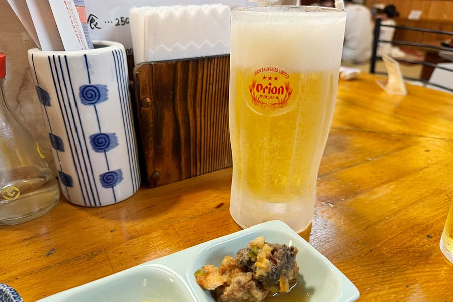 糸満市 味どころ 田舎家 付き出し オリオンビール 生ビール